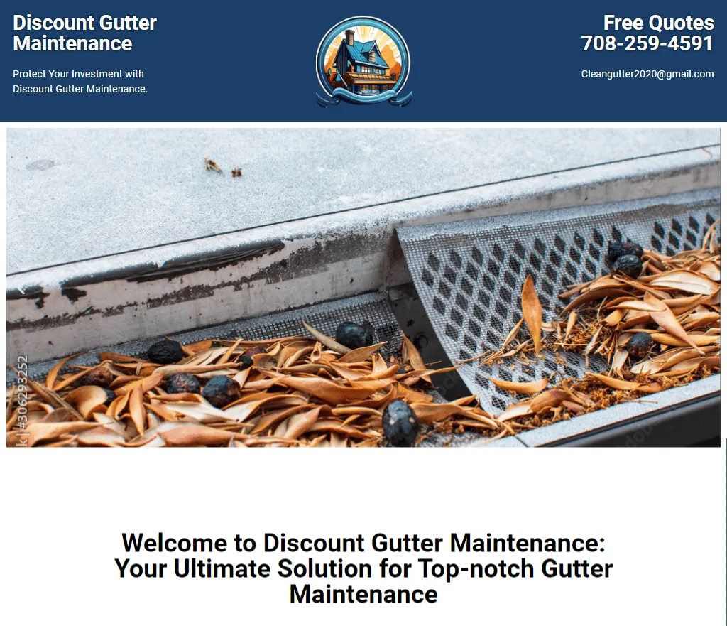 Gutter cleaning business website design by GBN