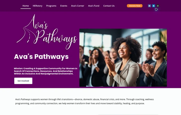 Ava's Pathways website designed by GBN Web Designs