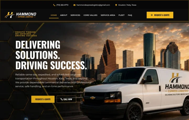 Hammond Express Logistics website designed by GBN Web Designs